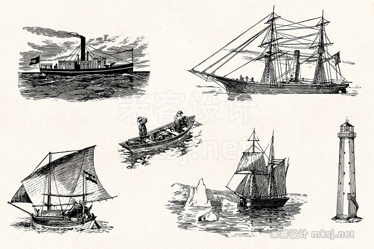 png素材 Nautical Engraving Illustrations