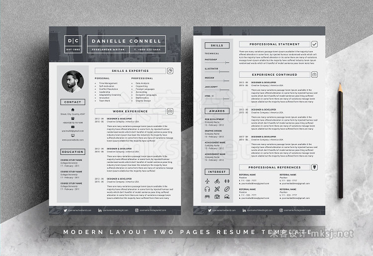 png素材 Modern Resume Word Pages