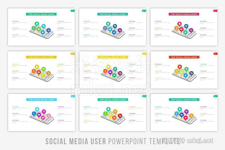 社交媒体用户习惯大数据分析统计PPT模板 Social Media User Powerpoint