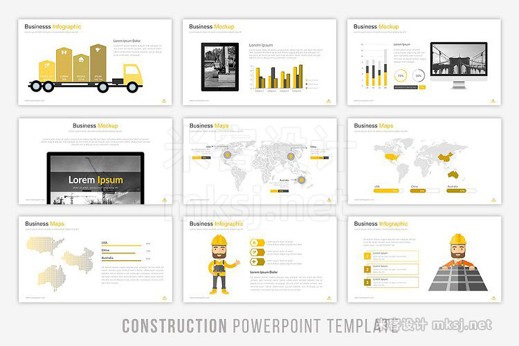 商务推广工程项目管理施工团队效益PPT模板 Construction Powerpoint Template