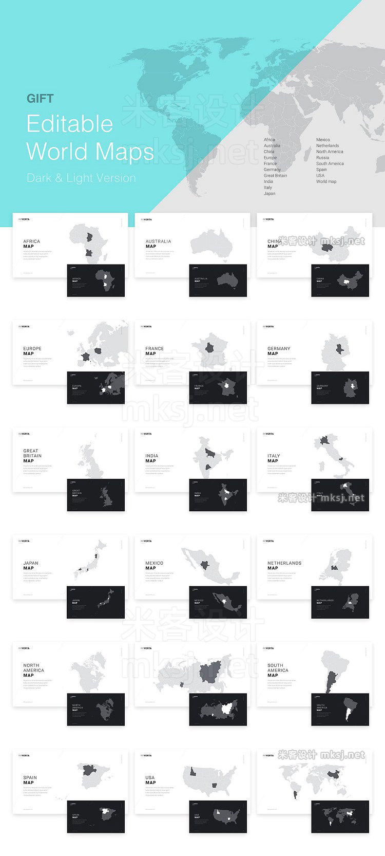 欧美英文专业图表创意组合PPT模板 Reverta Google Slides Template