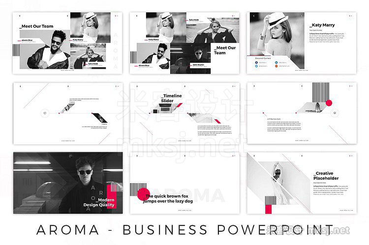 画廊组合时尚展示PPT模板 AROMA - Business Modern