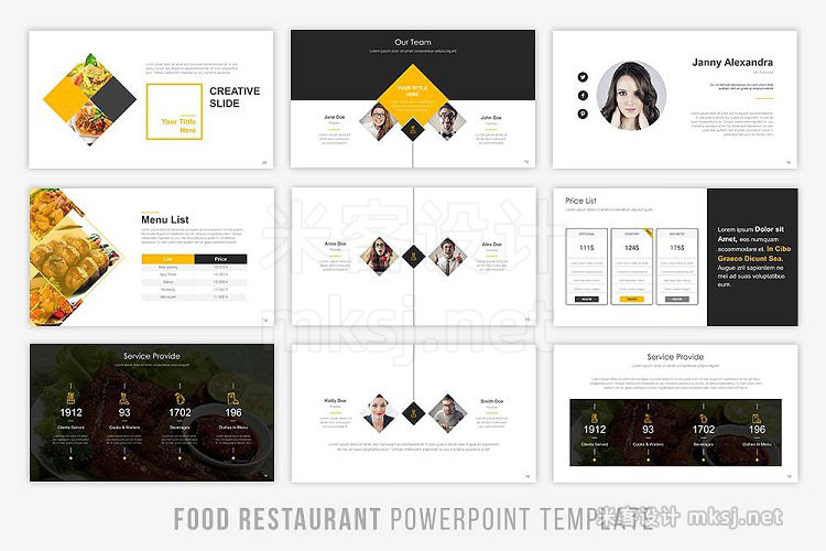 酒店西餐厅餐馆菜品多图组合宣传展示PPT模板 Food Presentation Powerpoint