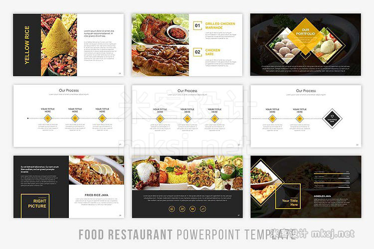酒店西餐厅餐馆菜品多图组合宣传展示PPT模板 Food Presentation Powerpoint