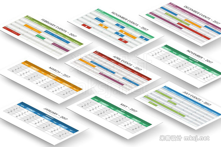 PPT模板 2017 Calendar Powerpoint Template