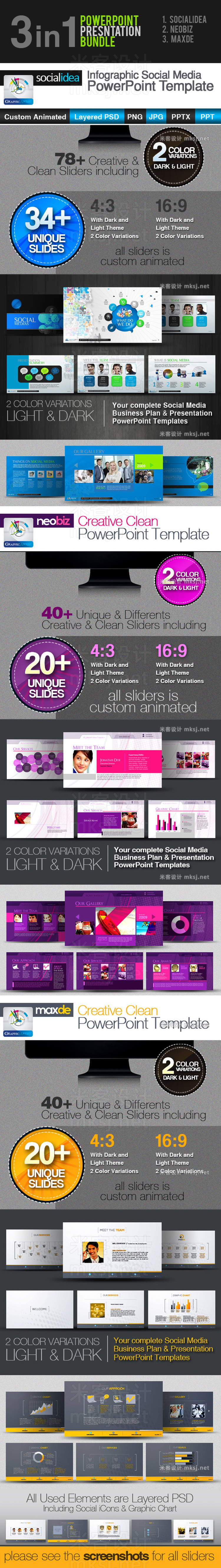 PPT模板 in1 powerpoint templates bundle