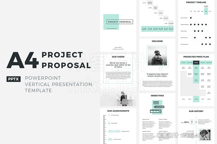 PPT模板 A4 Project Proposal PowerPoint