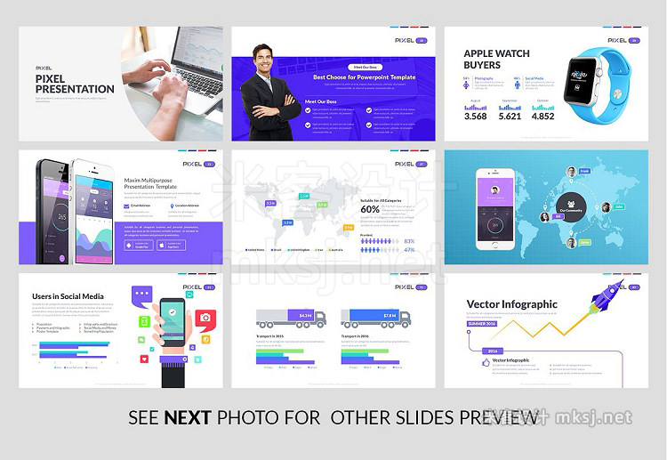 PPT模板 Pixel Business Powerpoint Template