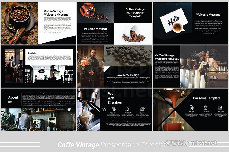 PPT模板 Coffee Vintage Powerpoint Template