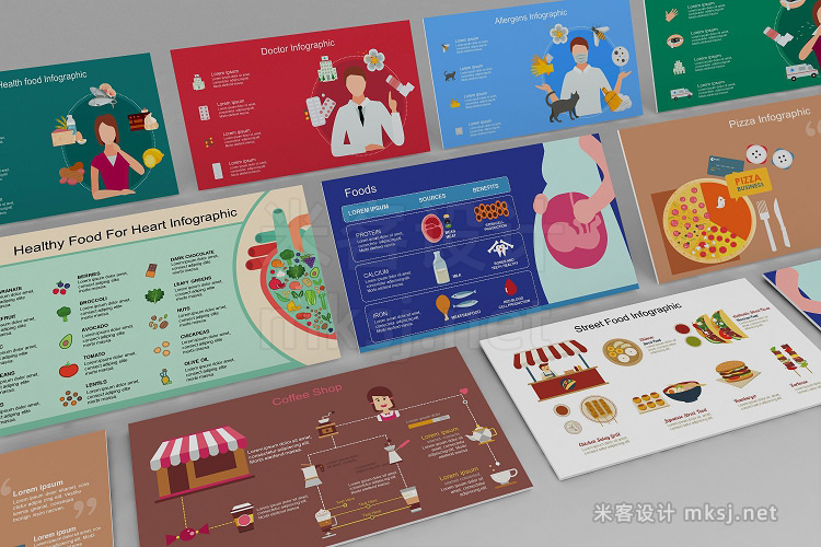PPT模板 Mega Food PowerPoint Infographic Set