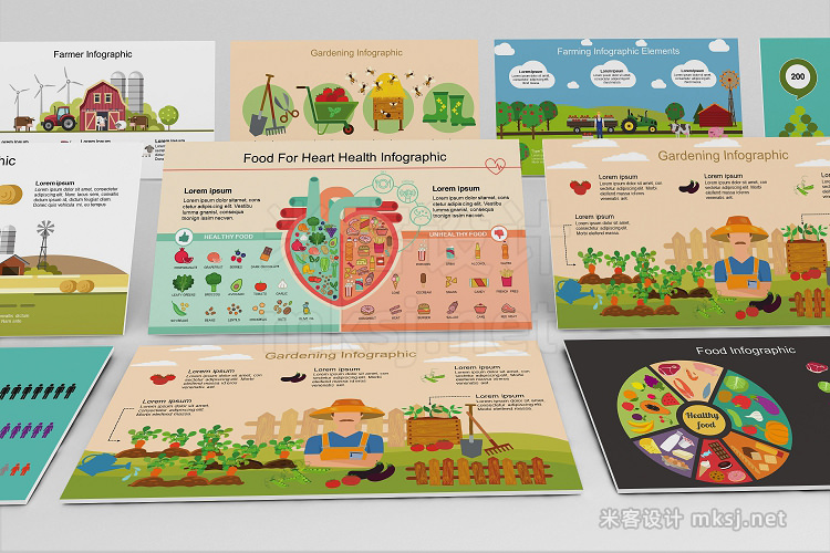 PPT模板 Mega Food PowerPoint Infographic Set