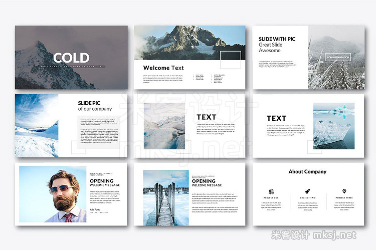 PPT模板 Cold Minimal Powerpoint Template