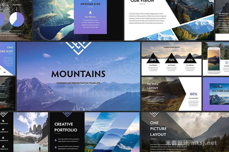 PPT模板 Mountains Powerpoint Template