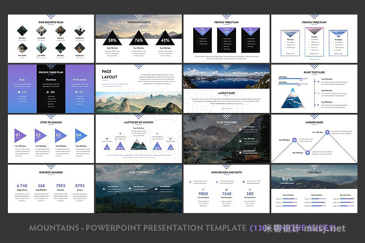 PPT模板 Mountains Powerpoint Template
