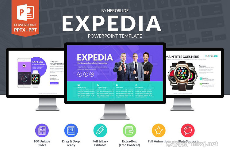 PPT模板 Expedia Business Powerpoint Template