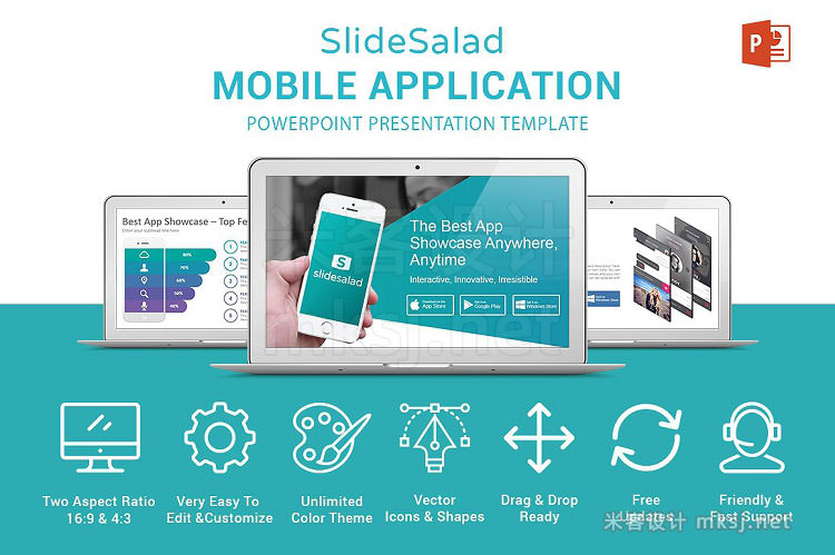PPT模板 Mobile Apps PowerPoint Template