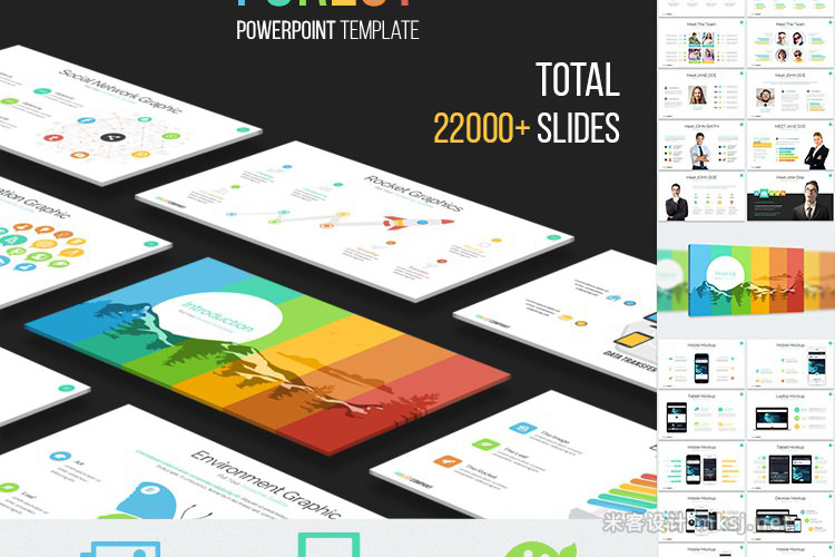 商业企业公司简约创新图表营销投资报告社交媒体PPT模板 Forest - Multipurpose Powerpoint Template