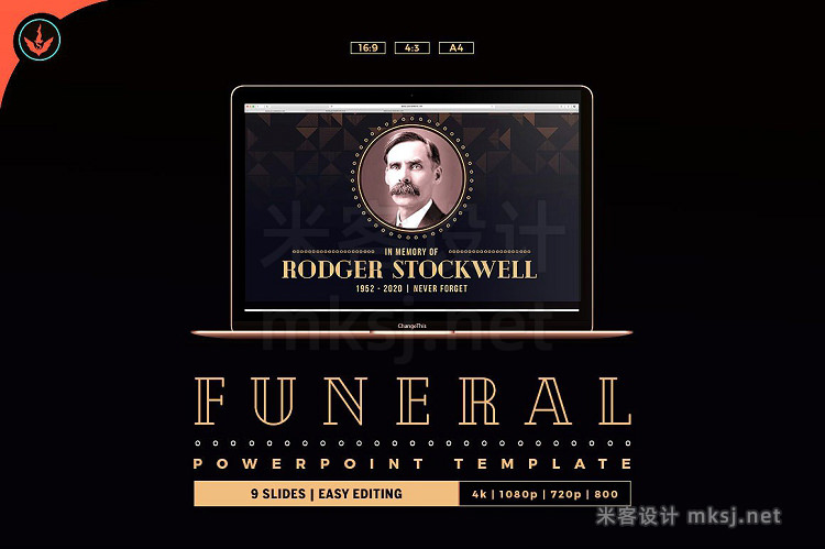 PPT模板 Art Deco Funeral PowerPoint Template