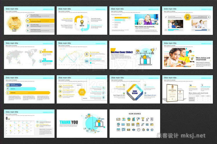 PPT模板 Education Icon PPT Template