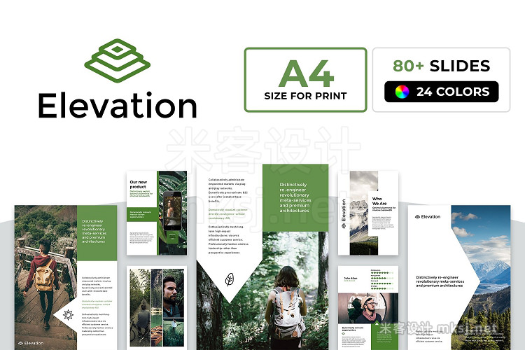 PPT模板 A4 Elevation Powerpoint Template
