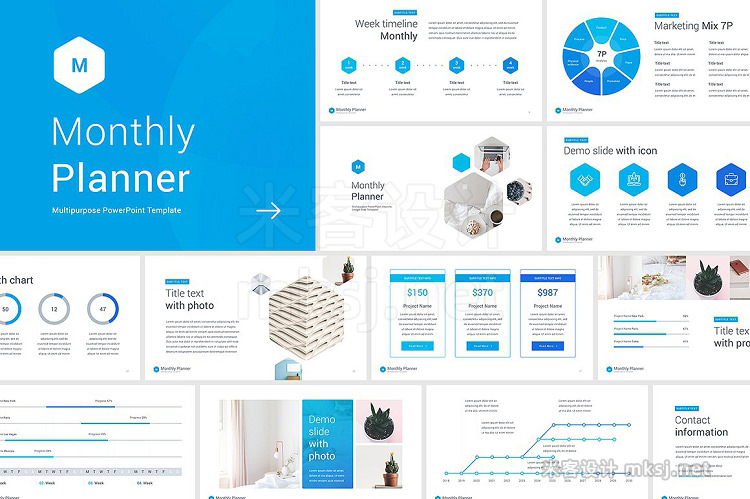 PPT模板 Monthly planner PowerPoint Template