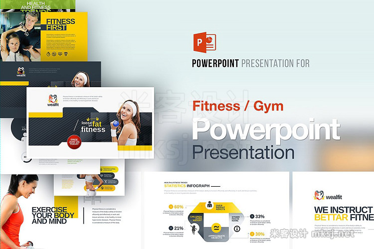 PPT模板 Fitness Gym Powerpoint Template