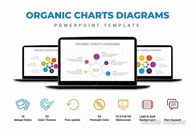 PPT模板 Organic Charts Diagrams PowerPoint