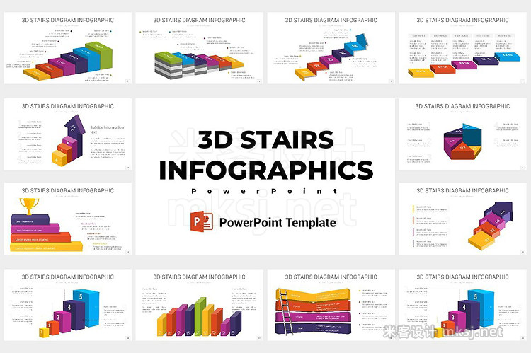 PPT模板 Stairs Diagrams PowerPoint
