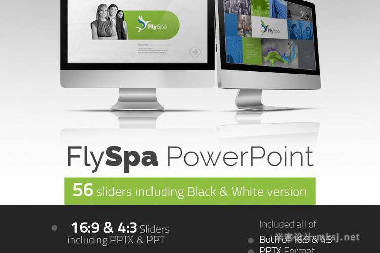商务简约创意服务信息图表PPT模板 FlySpa Professional PowerPoint