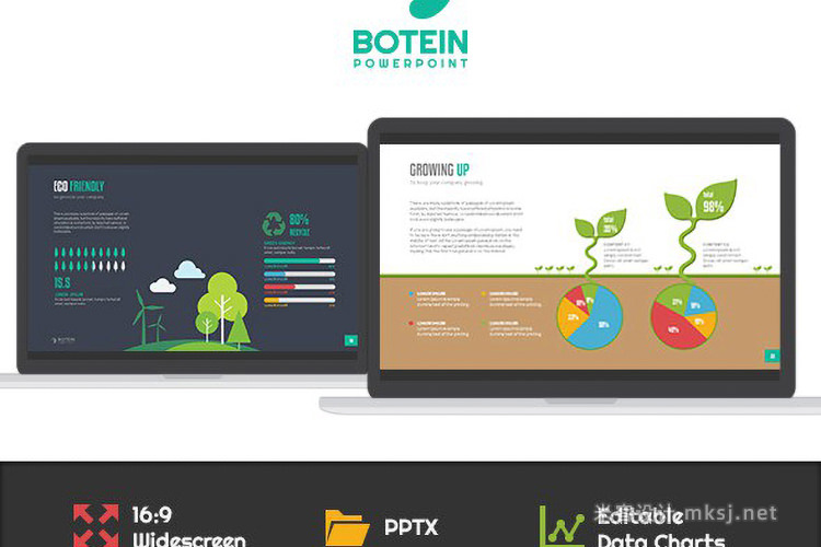 动态创意商务信息图表人物介绍PPT模板 Botein Powerpoint Template