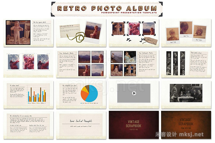 PPT模板 Retro Photo Album PPT Template