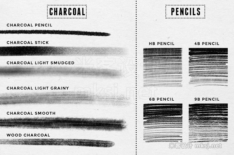 铅笔炭画procreate笔刷 Pencil & charcoal Procreate brushes