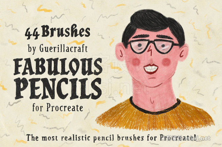 44款铅笔纹理着色器procreate笔刷 Fabulous Pencils for Procreate