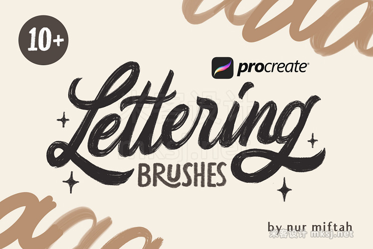 单线书法签名Procreate字体刻字笔刷 Procreate Lettering Brushes