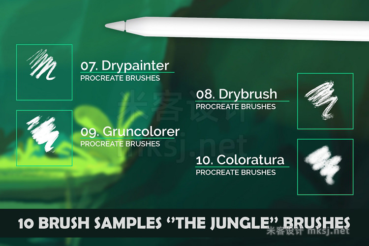 20款丛林插画Procreate笔刷 The Jungle Procreate Brushes