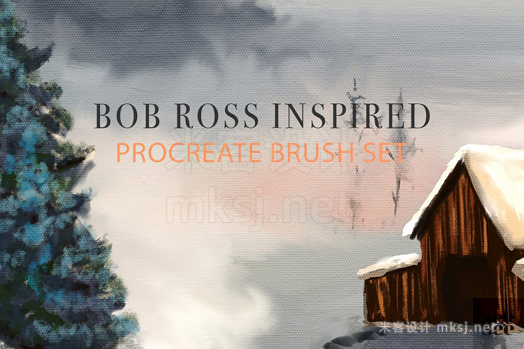 16款树枝树叶毛发岩石小溪Procreate笔刷 Bob Ross Inspired Procreate Brushes