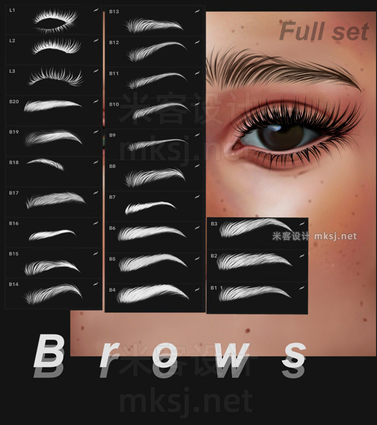 25款眉毛眉形Procreate笔刷 Eyebrow Procreate Brush Set