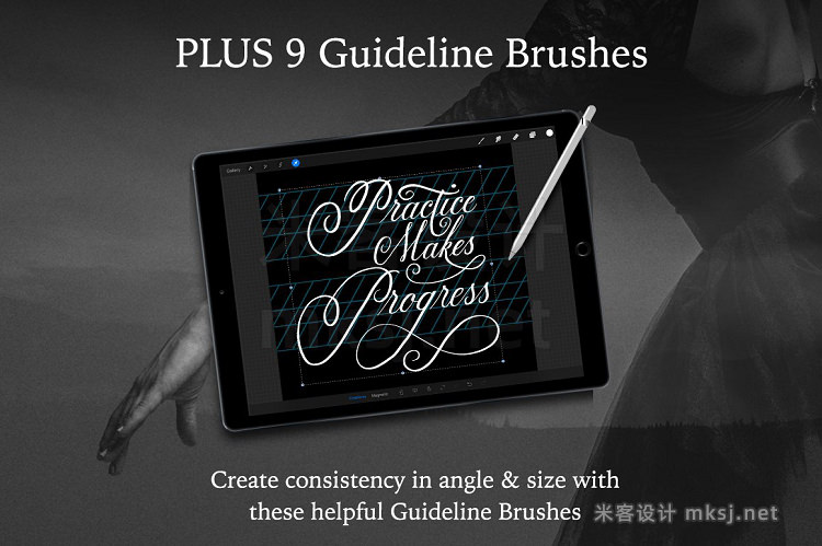 14款英文书法Procreate笔刷 14 iPad Brushes for Procreate