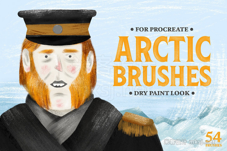 54款北极风格插图干油漆刷Procreate笔刷 Arctic Dry Brushes for Procreate