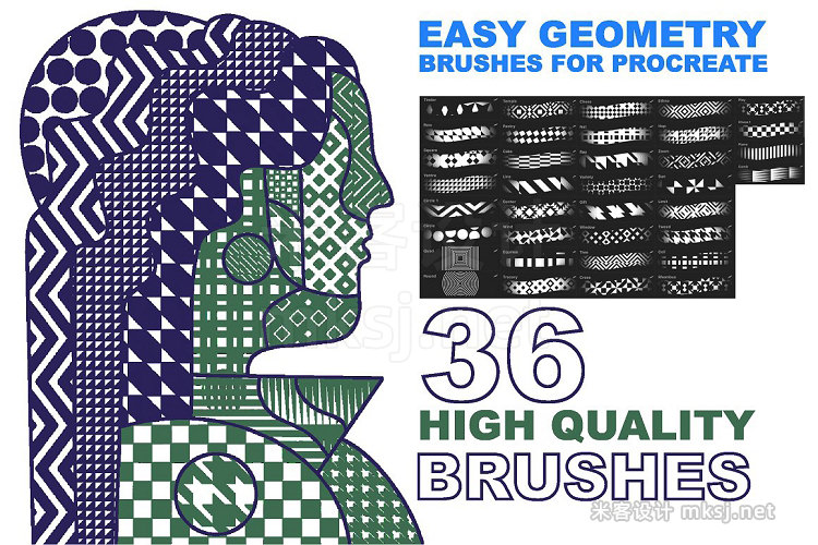 36款几何纹理Procreate笔刷 Procreate "Easy Geometry" brushes