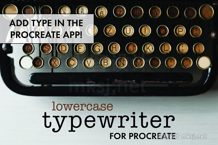 43款小写英文字母字符Procreate笔刷 Procreate Typewriter Font lowercase